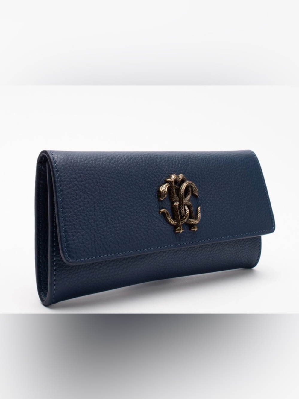 ROBERTO CAVALLI
Woman Clutch Wallet Midnight Blue Bovine Leather Made in Italy